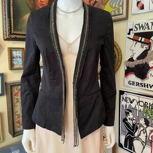 Rock & Republic Black Embellished Blazer Jacket Size 2 Womens